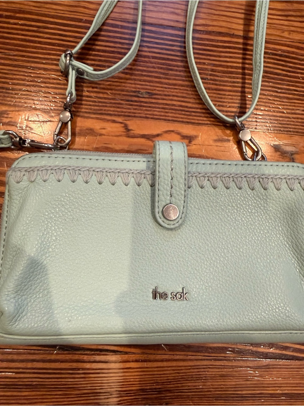 The Sak Mint Green Leather Crossbody Wallet